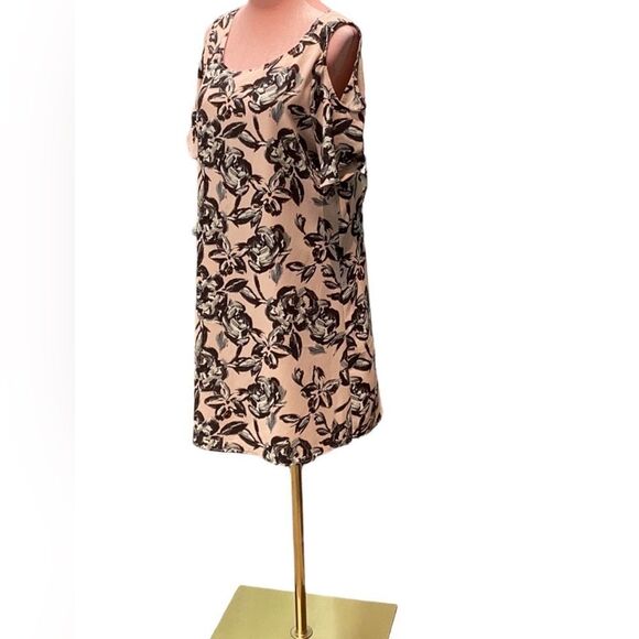 WOMENS COLD SHOULDER FLORAL MIDI DRESS MEDIUM LOOSE FIT - Picture 5 of 7